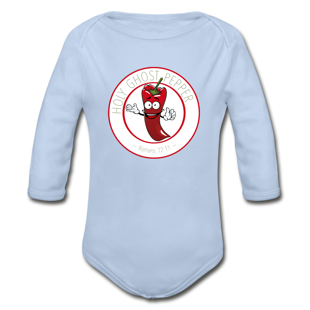 Holy Ghost Pepper - Organic Long Sleeve Baby Bodysuit - sky