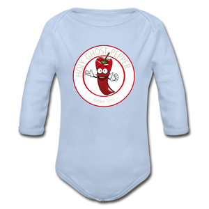 Holy Ghost Pepper - Organic Long Sleeve Baby Bodysuit - sky