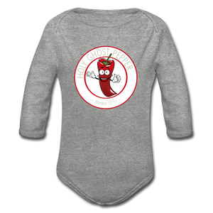 Holy Ghost Pepper - Organic Long Sleeve Baby Bodysuit - heather gray