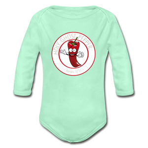 Holy Ghost Pepper - Organic Long Sleeve Baby Bodysuit - light mint
