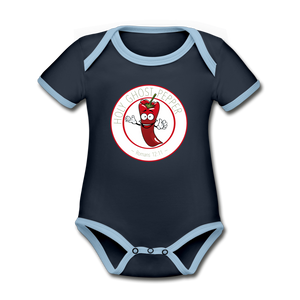 Holy Ghost Pepper - Organic Contrast Short Sleeve Baby Bodysuit - navy/sky