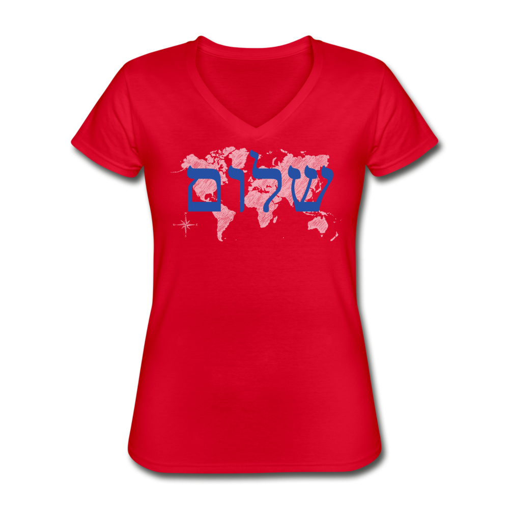 Peace on Earth - Women's V-Neck T-Shirt - red