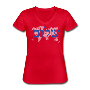 Peace on Earth - Women's V-Neck T-Shirt - red