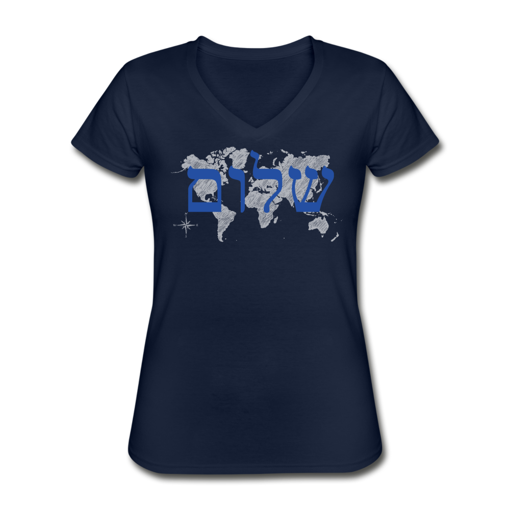 Peace on Earth - Women's V-Neck T-Shirt - navy