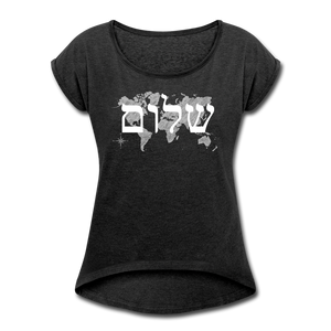 Peace on Earth - Women's Roll Cuff T-Shirt - heather black