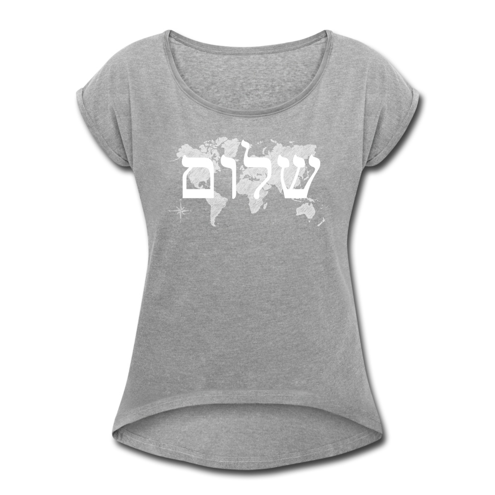 Peace on Earth - Women's Roll Cuff T-Shirt - heather gray