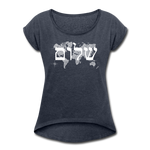 Peace on Earth - Women's Roll Cuff T-Shirt - navy heather