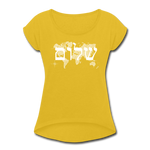 Peace on Earth - Women's Roll Cuff T-Shirt - mustard yellow