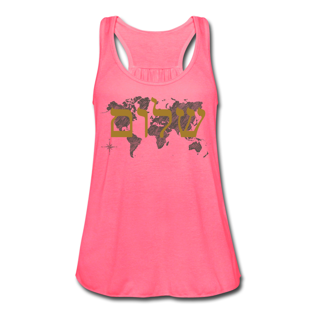 Peace on Earth - Women's Flowy Tank Top - neon pink