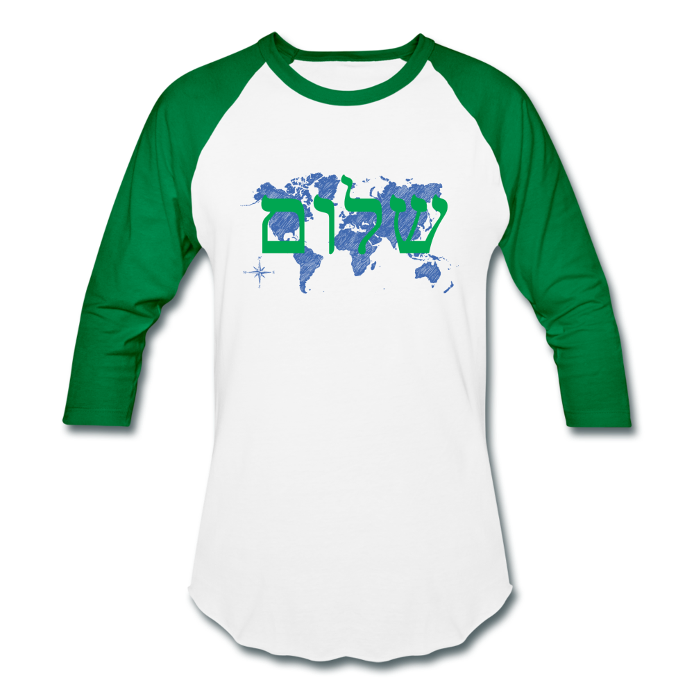 Peace on Earth - Baseball T-Shirt - white/kelly green