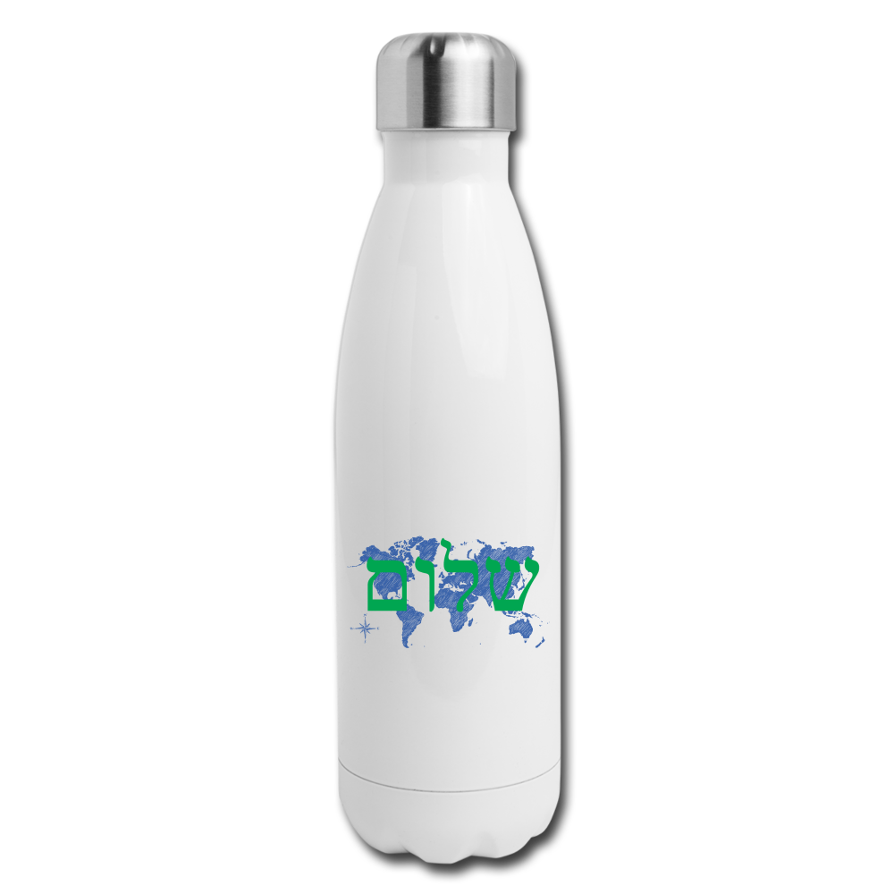 Peace on Earth - Insulated Stainless Steel Water Bottle - white