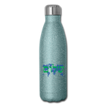 Peace on Earth - Insulated Stainless Steel Water Bottle - turquoise glitter