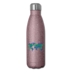 Peace on Earth - Insulated Stainless Steel Water Bottle - pink glitter