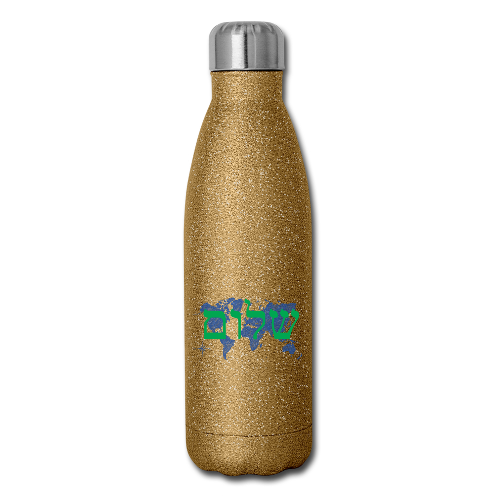 Peace on Earth - Insulated Stainless Steel Water Bottle - gold glitter