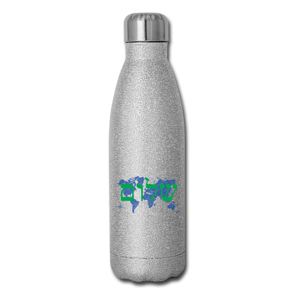 Peace on Earth - Insulated Stainless Steel Water Bottle - silver glitter