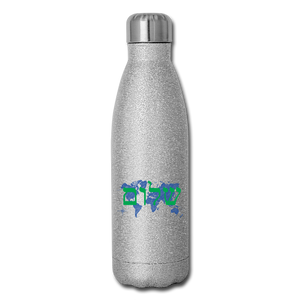 Peace on Earth - Insulated Stainless Steel Water Bottle - silver glitter