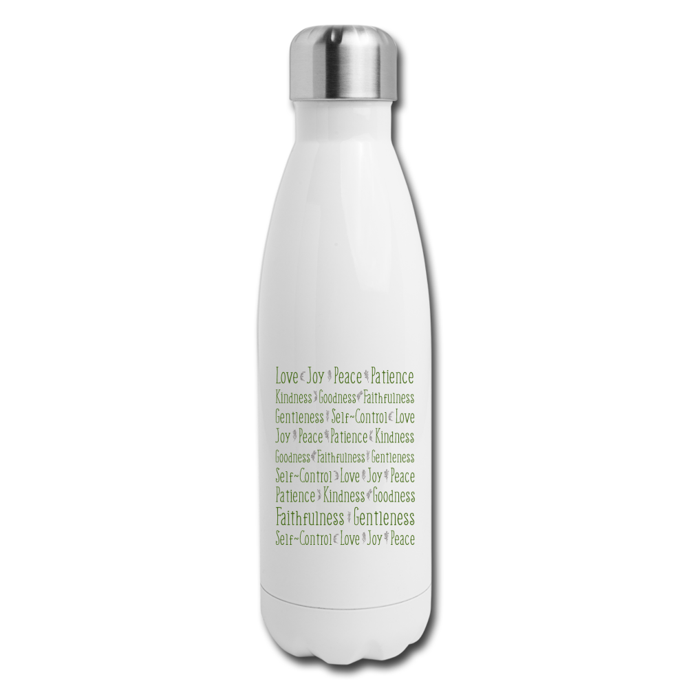 Fruit of the Spirit - Insulated Stainless Steel Water Bottle - white