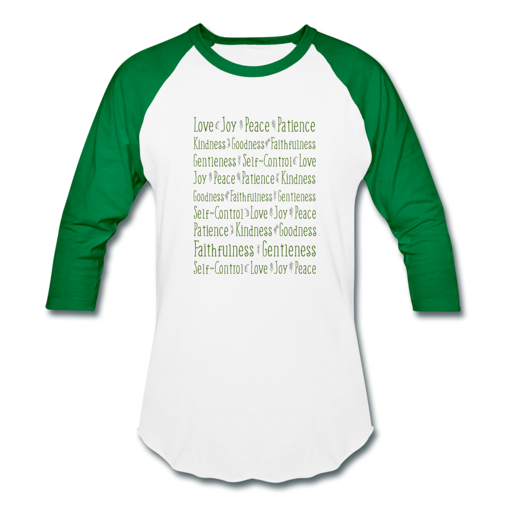 Fruit of the Spirit - Baseball T-Shirt - white/kelly green