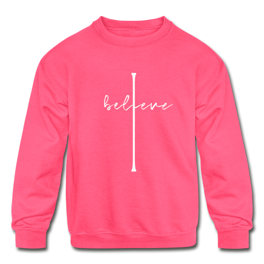 I Believe - Kids' Crewneck Sweatshirt - neon pink