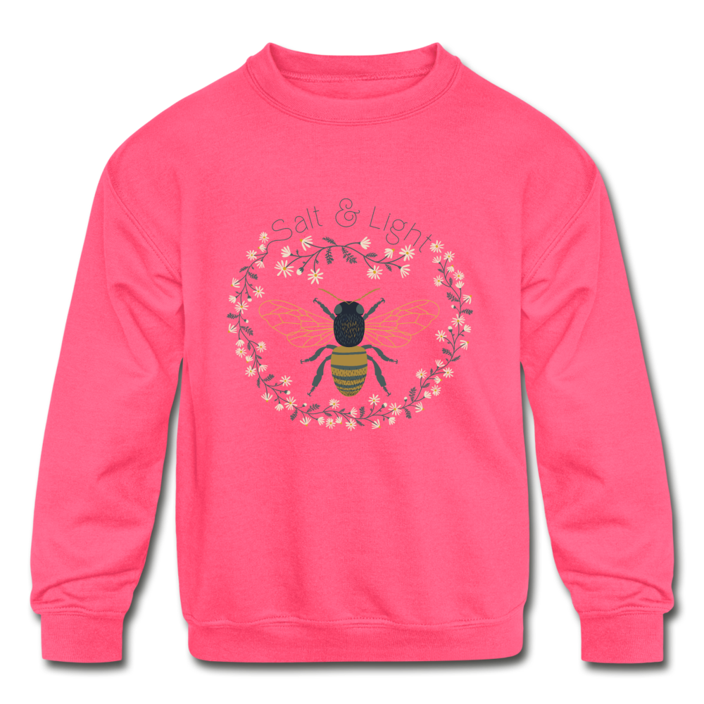 Bee Salt & Light - Kids' Crewneck Sweatshirt - neon pink