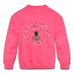 Bee Salt & Light - Kids' Crewneck Sweatshirt - neon pink