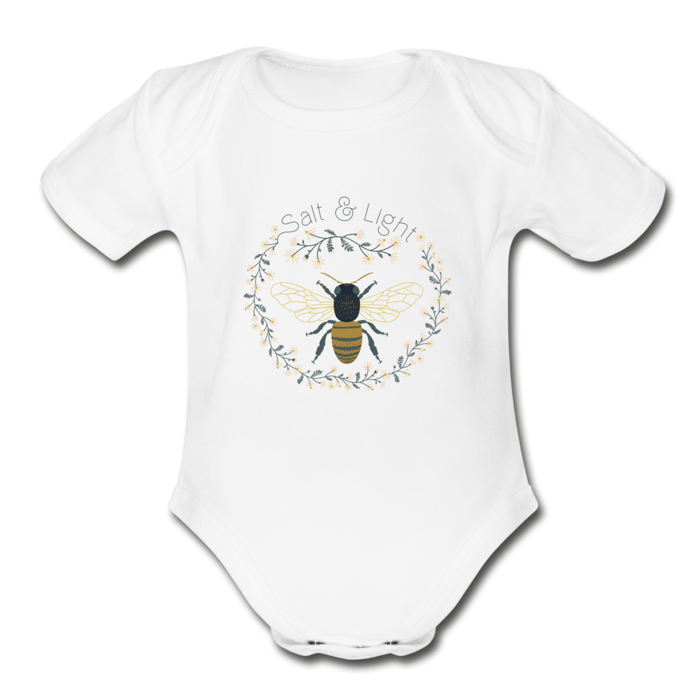 Bee Salt & Light - Organic Short Sleeve Baby Bodysuit - white