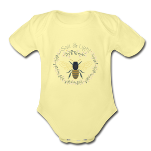 Bee Salt & Light - Organic Short Sleeve Baby Bodysuit - washed yellow