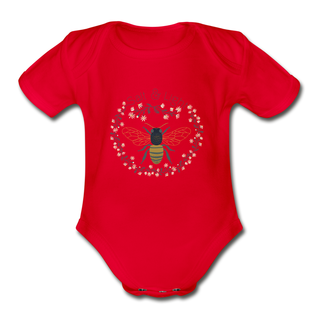 Bee Salt & Light - Organic Short Sleeve Baby Bodysuit - red