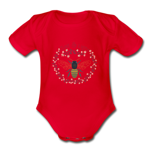 Bee Salt & Light - Organic Short Sleeve Baby Bodysuit - red