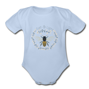 Bee Salt & Light - Organic Short Sleeve Baby Bodysuit - sky