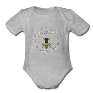 Bee Salt & Light - Organic Short Sleeve Baby Bodysuit - heather gray