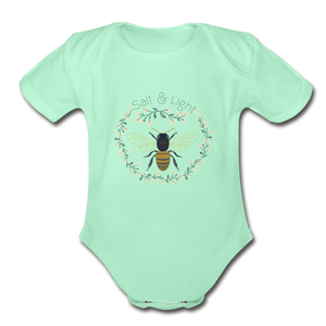 Bee Salt & Light - Organic Short Sleeve Baby Bodysuit - light mint
