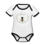 Bee Salt & Light - Organic Contrast Short Sleeve Baby Bodysuit - white/black