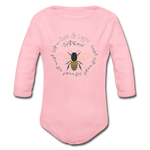 Bee Salt & Light - Organic Long Sleeve Baby Bodysuit - light pink