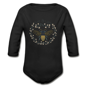 Bee Salt & Light - Organic Long Sleeve Baby Bodysuit - black