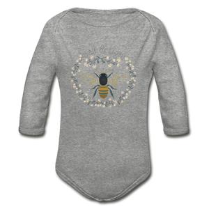 Bee Salt & Light - Organic Long Sleeve Baby Bodysuit - heather gray