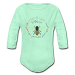 Bee Salt & Light - Organic Long Sleeve Baby Bodysuit - light mint