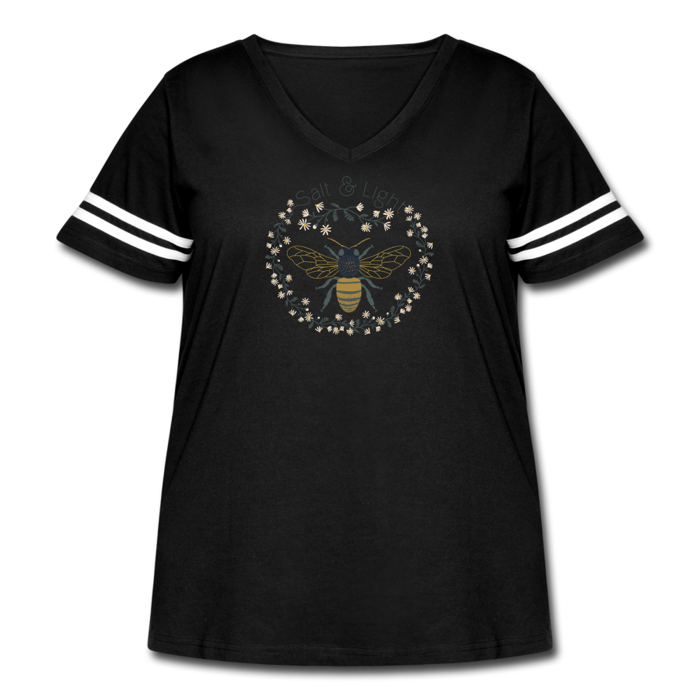 Bee Salt & Light - Women's Curvy Vintage Sport T-Shirt - black/white