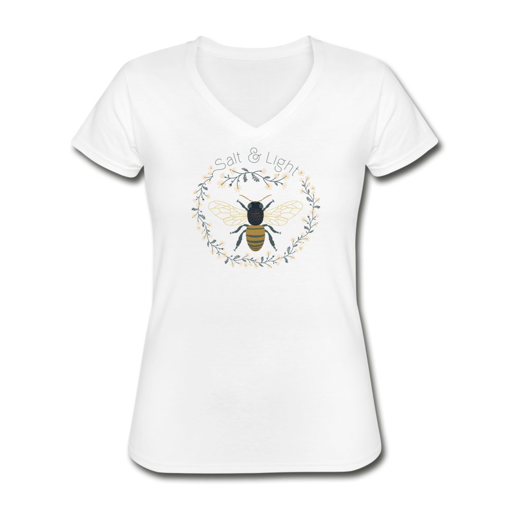 Bee Salt & Light - Women's V-Neck T-Shirt - white