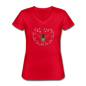 Bee Salt & Light - Women's V-Neck T-Shirt - red
