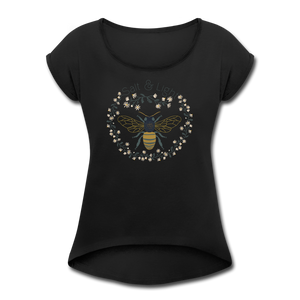 Bee Salt & Light - Women's Roll Cuff T-Shirt - black
