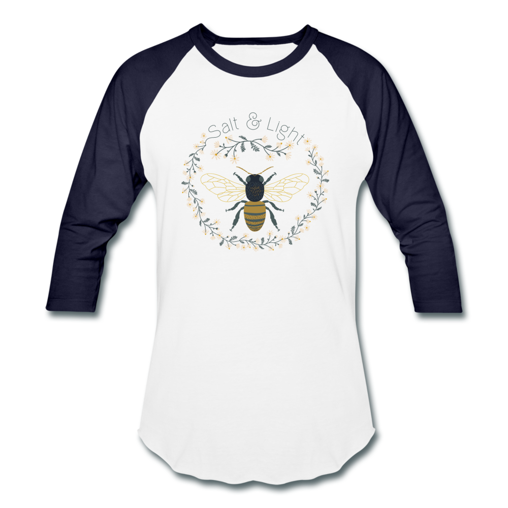 Bee Salt & Light - Baseball T-Shirt - white/navy
