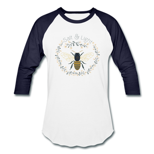 Bee Salt & Light - Baseball T-Shirt - white/navy
