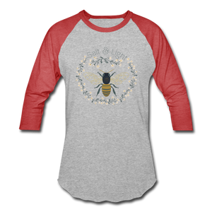 Bee Salt & Light - Baseball T-Shirt - heather gray/red