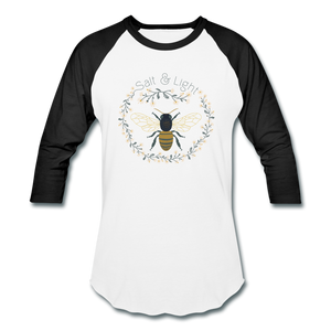 Bee Salt & Light - Baseball T-Shirt - white/black