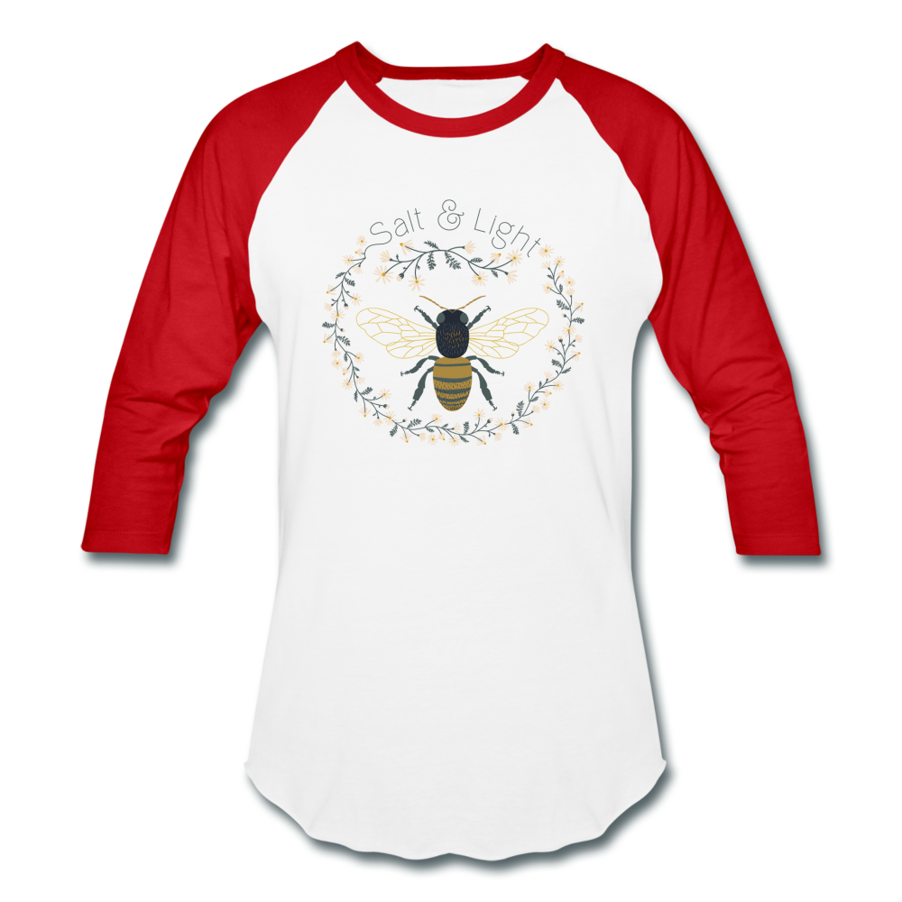 Bee Salt & Light - Baseball T-Shirt - white/red