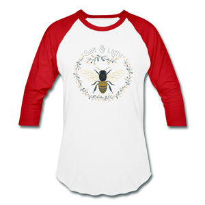 Bee Salt & Light - Baseball T-Shirt - white/red