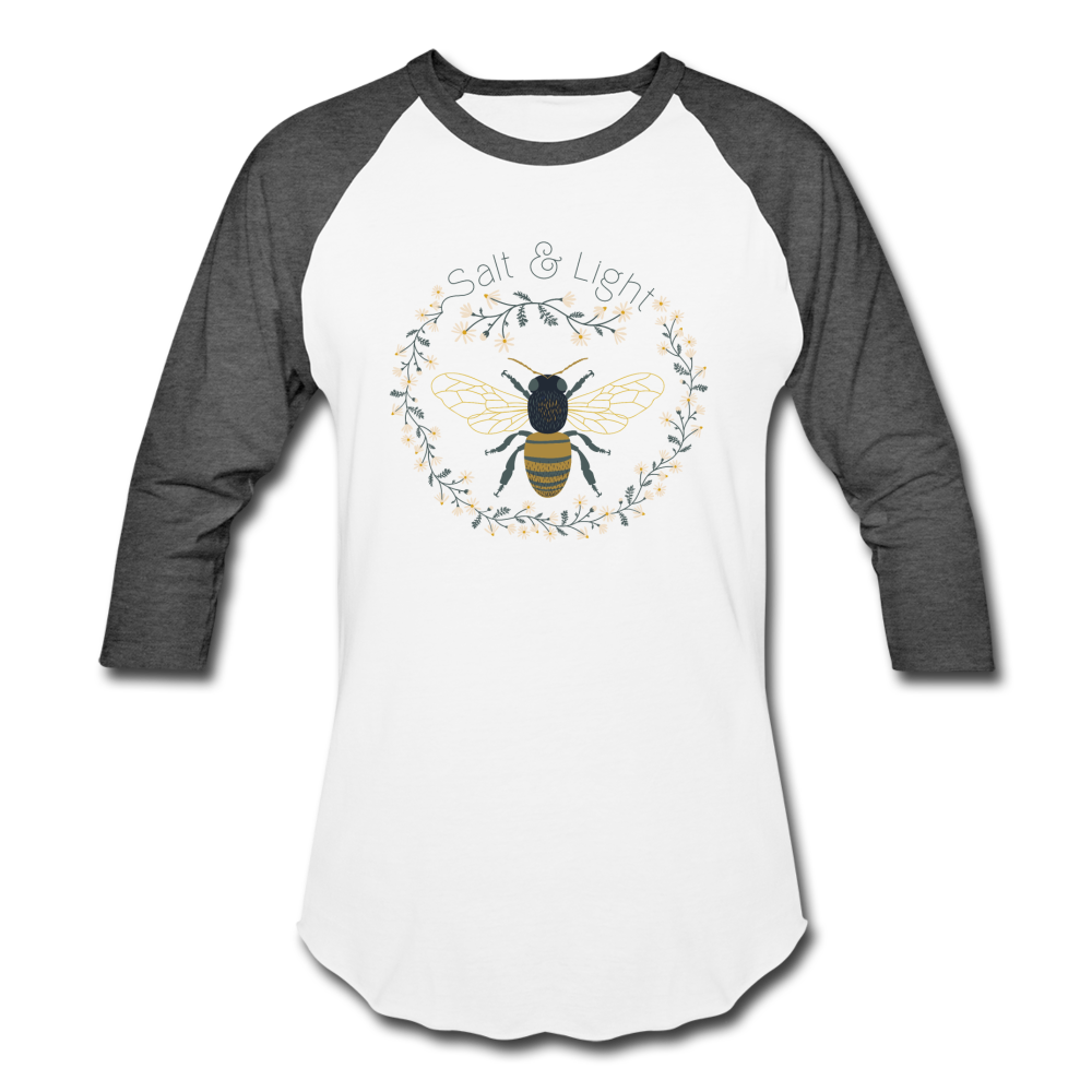 Bee Salt & Light - Baseball T-Shirt - white/charcoal