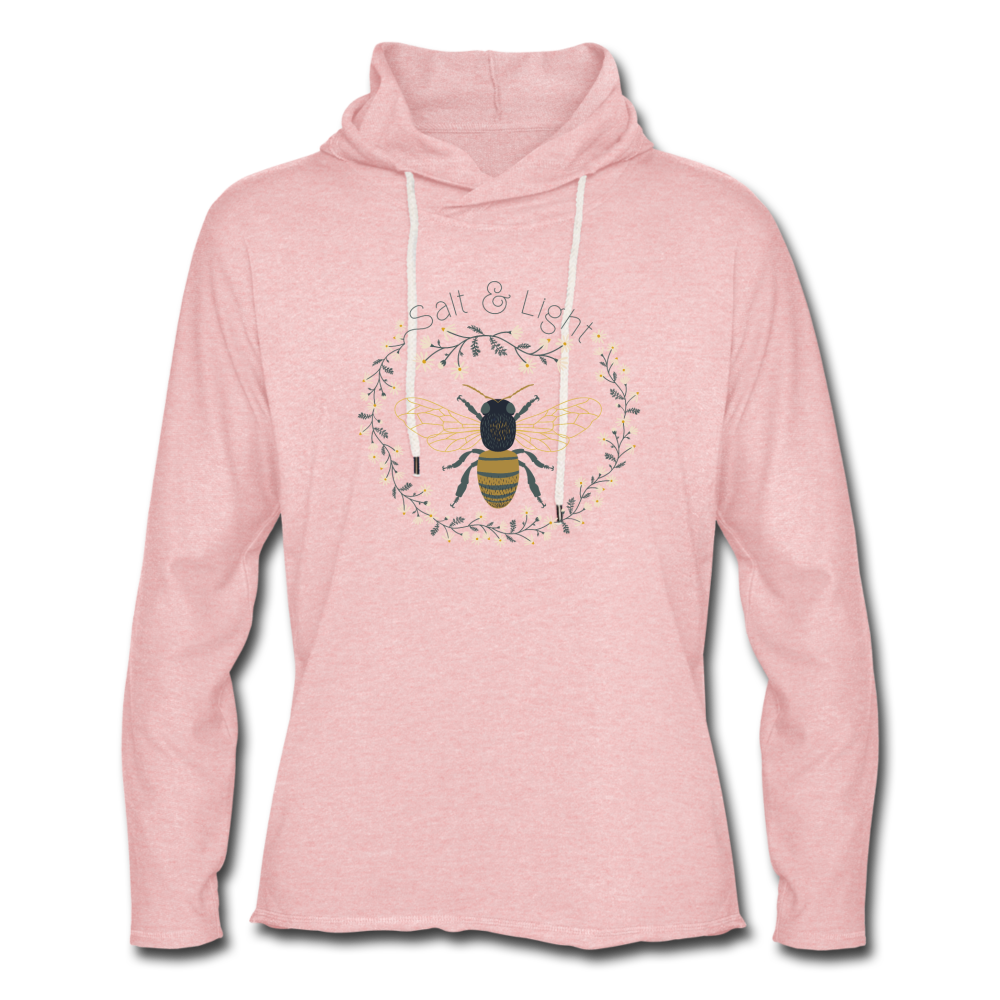 Bee Salt & Light - Unisex Lightweight Terry Hoodie - cream heather pink