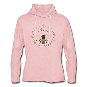 Bee Salt & Light - Unisex Lightweight Terry Hoodie - cream heather pink